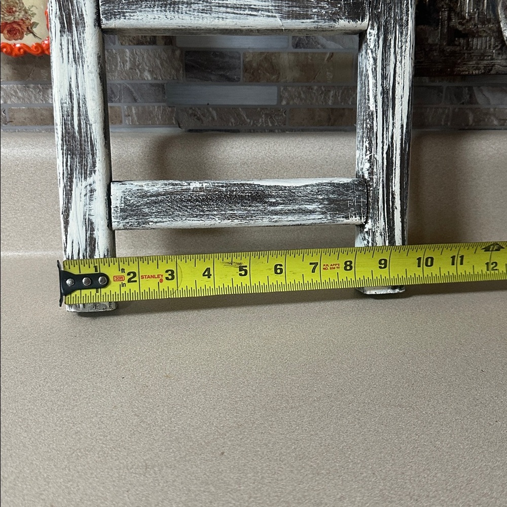 Rustic Distressed White and Black Cake Stand and Ladder Decor - Picture 6 of 8